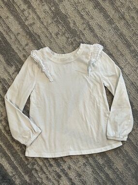 Cat & Jack White Long Sleeve Top with Lace Trim